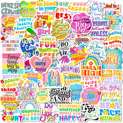 Citazioni Ispiratrici in Inglese Adesivi Impermeabili in Vinile per Borraccia Laptop Scrapbooking Fai-da-te Diario Decorazione per Studenti Adulti