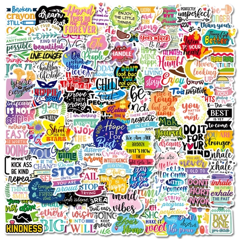 Inspirational English Phrase Waterproof Vinyl Stickers Motivational Positive Quotes Decals For Laptop Water Bottle Suitcase Skateboard Scrapbooking DIY Decoration