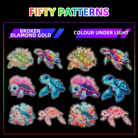 Autocollants Holographiques Tortue de Mer Imperméable Laser Ocean Life Décalcomanies Pour Ordinateur Portable Étui de Téléphone Valise Scrapbooking DIY Décor