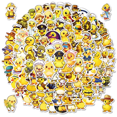Cute Cartoon Yellow Duck Stickers Waterproof Vinyl Decals For Laptop Luggage Skateboard Water Bottle DIY Decor Kids Gift