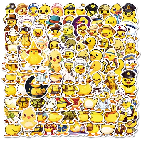 Cute Cartoon Yellow Duck Stickers Waterproof Vinyl Decals For Laptop Luggage Skateboard Water Bottle DIY Decor Kids Gift