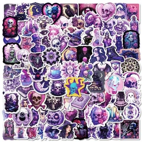 Adesivi Gotici Viola Estetici in Vinile Impermeabile per Laptop Borraccia Chitarra Valigia Scrapbook Diario Decorazione Dark Fantasy