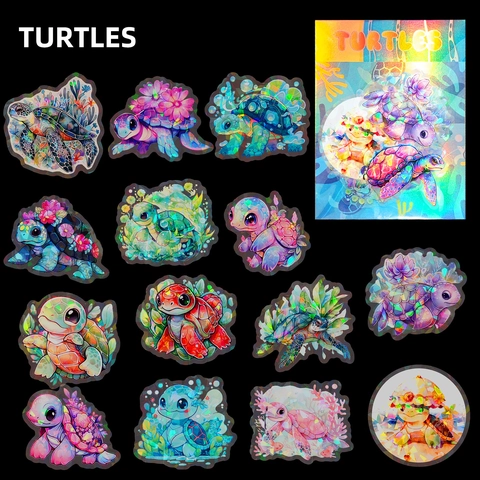 Autocollants Holographiques Tortue de Mer Imperméable Laser Ocean Life Décalcomanies Pour Ordinateur Portable Étui de Téléphone Valise Scrapbooking DIY Décor