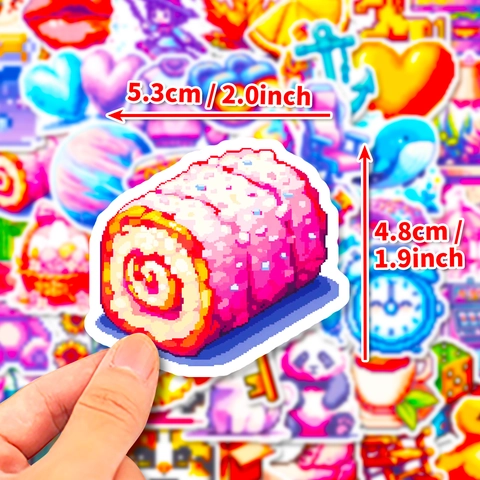 Retro Pixel Art Graffiti Stickers Waterproof PVC Decals For Laptop Water Bottle Luggage Scrapbooking DIY Decoration Multi-color