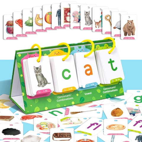 Tarjetas Aprendizaje Fonética Escritorio Flip Card Juguetes Educativos Niños Construcción Palabras Material Didáctico Alfabetización