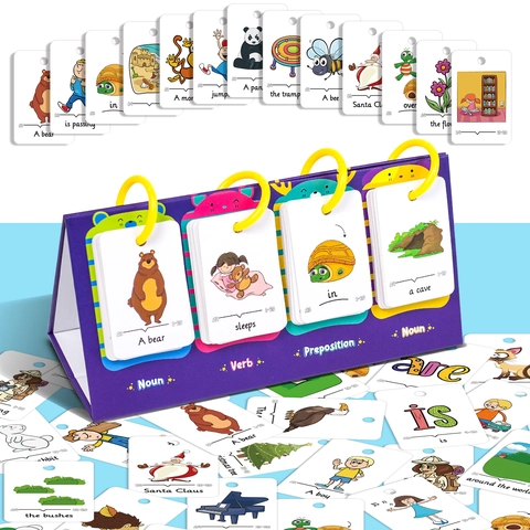 80Pcs English Sentence Building Flashcards For Kids Grammar Learning Educational Toy Set With Foldable Stand Vocabulary Flash Cards