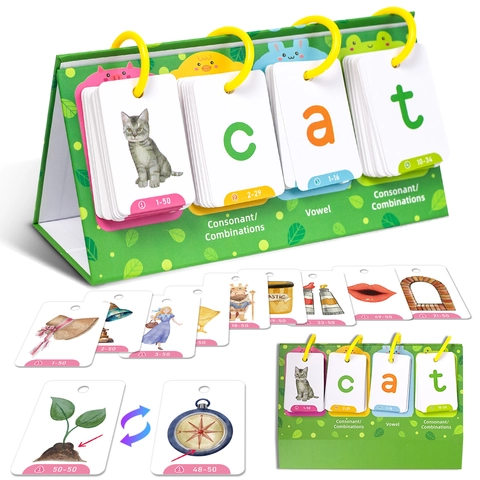 Tarjetas Aprendizaje Fonética Escritorio Flip Card Juguetes Educativos Niños Construcción Palabras Material Didáctico Alfabetización