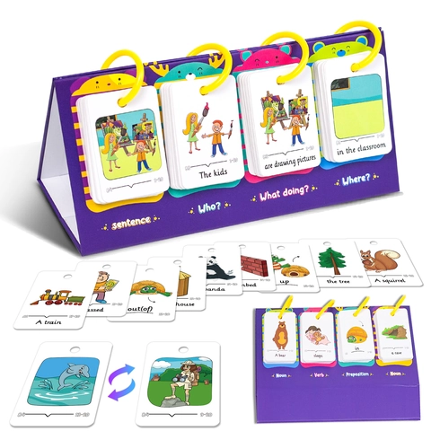 80Pcs English Sentence Building Flashcards For Kids Grammar Learning Educational Toy Set With Foldable Stand Vocabulary Flash Cards