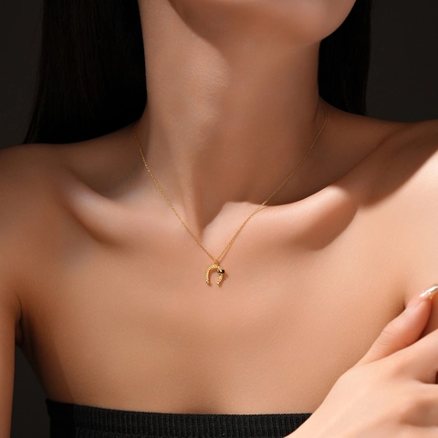 925 Sterling Silver Horseshoe Four Leaf Clover Pendant Necklace With Zirconia Women Lucky Star Flower Gold Silver Jewelry