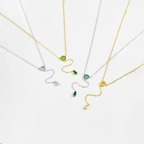925 Sterlingsilber Y-Förmige Lariat Halskette Für Damen Mikro-Pave Zirkonia Kreis Anhänger Zierliche Kette Elegantes Schmuckgeschenk