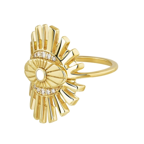 Bague en Cuivre Oeil du Diable Luxe Plaqué Or 18K Platine Zircone Bague Géométrique pour Femme Accessoires Bijoux de Mode