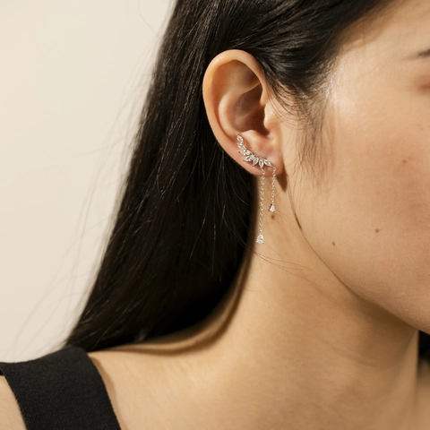 925 Sterlingsilber Ear Climber Quasten Ohrringe Zirkonia Blatt Stern Flügel Ohrstecker Für Damen Eleganter Modeschmuck