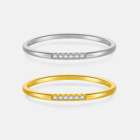 Minimalistischer 925 Sterling Silber Ring Gold Silber Plattiert Zirkonia Eingelegt Ultrafeiner Fingerring Für Damen