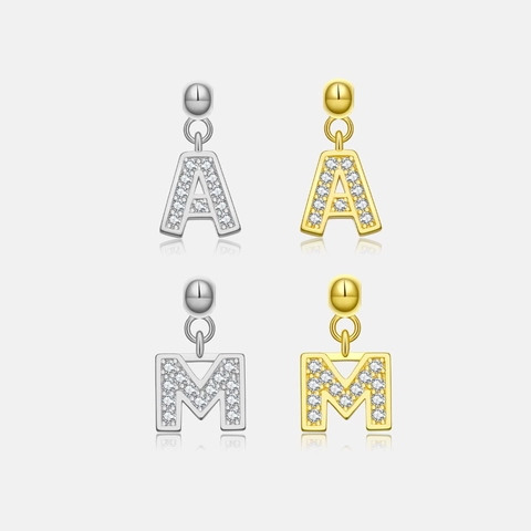 Collana con Pendente 26 Lettere Inglesi in Argento Sterling 925 Micro Intarsiata Zirconia Minimalista Versatile Placcata Oro Platino Gioielli Donna