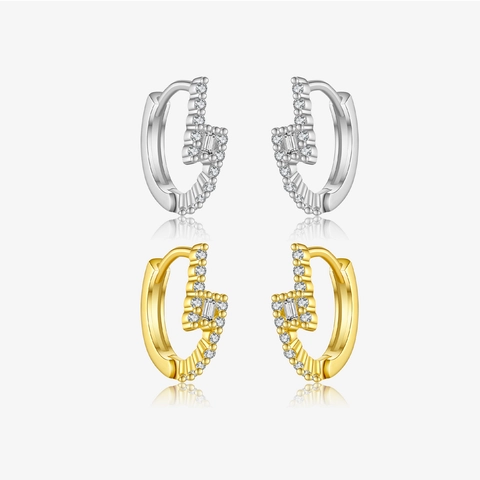 925 Sterling Silver Irregular Hoop Earrings For Women Gold Rhodium Plated Cubic Zirconia Geometric Lightning C Hoop Earrings Jewelry