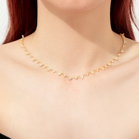 925 Sterling Silver Triangle Pendant Necklace For Women Men Gold Silver Plated Geometric Zirconia Chain Necklace Fashion Jewelry