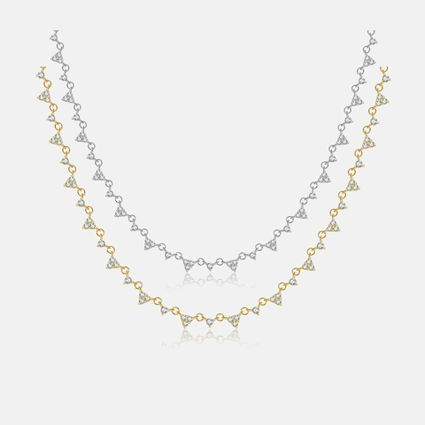925 Sterling Silver Triangle Pendant Necklace For Women Men Gold Silver Plated Geometric Zirconia Chain Necklace Fashion Jewelry
