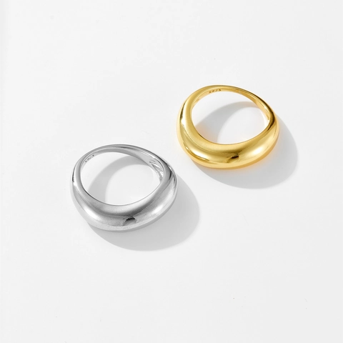 Anillo Grueso Irregular de para Mujer Minimalista Chapado en Oro 18K Pulido Espejo Joyería de Moda Geométrica Anillo