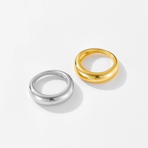 Anello in Argento Sterling 925 Minimalista per Donna Design Irregolare di Fascia Alta Placcato Oro Platino Anello Geometrico Gioielli Regalo