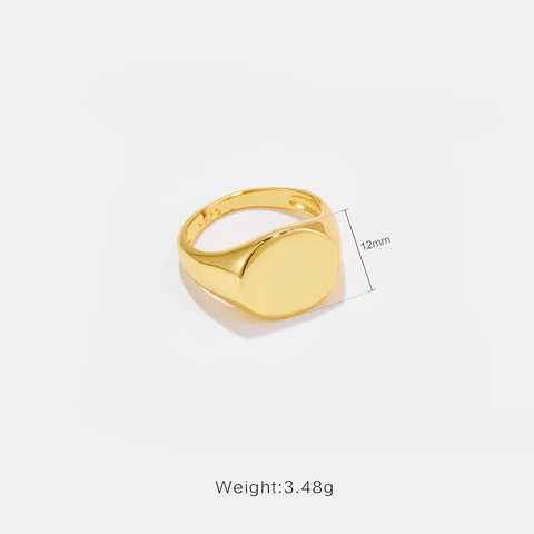 Anillo de Sello de Plata de Ley 925 Minimalista para Mujer Superficie Pulida Lisa Ovalada Chapado en Oro Plata Joyería de Moda