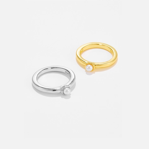 Anillo de Perlas Artificiales de Plata de Ley 925 Minimalista Para Mujer Elegante Estilo Coreano Geométrico Joyería Diaria