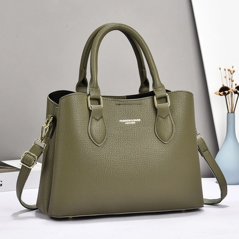 Women Large Capacity PU Leather Handbag Fashion Lychee Texture Shoulder Bag Minimalist Commuter Crossbody Bag With Adjustable Strap Golden Hardware Work Travel Casual Purse