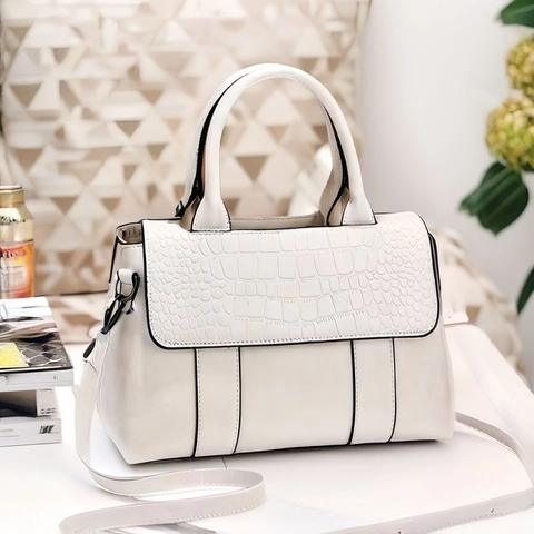 Bolso de Mano de Cuero PU con Patrón de Cocodrilo Vintage para Mujer Bolso Bandolera Elegante con Asa Superior Bolso de Oficina