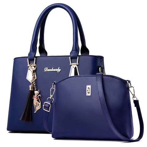 Sac À Main Et Sac Bandoulière Pour Femme En Cuir PU Élégant Sac Fourre-Tout Avec Gland De Chat Doré