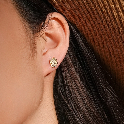 925 Sterling Silver Stud Earrings Vintage Gothic Heart Cross Rose Flame Design Zirconia Ear Cuffs Jewelry For Women Gold Silver