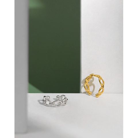 Ear Cuffs de Cadena de Plata de Ley 925 Huecos Geométricos Sin Perforación Pendientes de Clip Para Mujer Joyería Minimalista