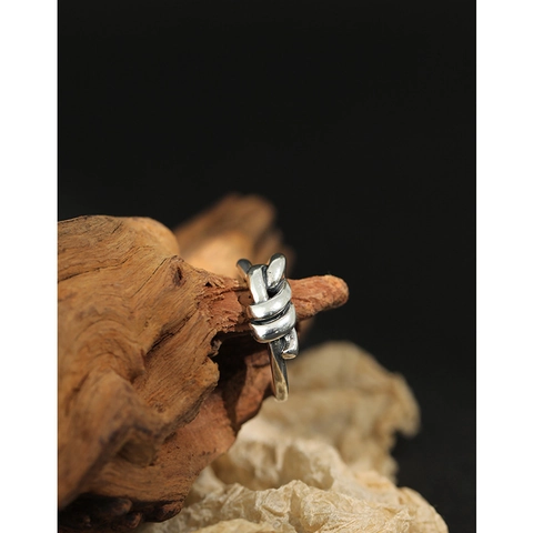 Authentischer 925 Sterlingsilber Knoten Ring Für Damen Vintage Distressed Offener Verstellbarer Fingerring Minimalistischer Schmuck Geschenk