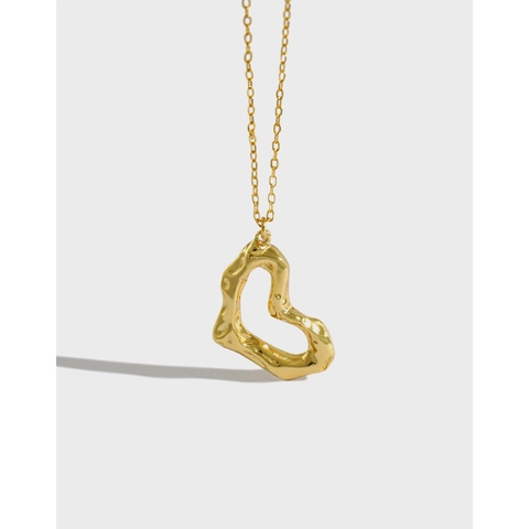 Halskette Aus 925er Sterlingsilber Mit Unregelmäßigem Geschmolzenem Herzanhänger Minimalistischer Schmuck Für Damen Platin Vergoldet