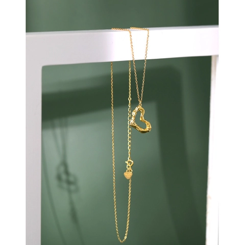 Halskette Aus 925er Sterlingsilber Mit Unregelmäßigem Geschmolzenem Herzanhänger Minimalistischer Schmuck Für Damen Platin Vergoldet