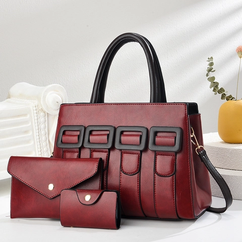 Borsa a Tracolla da Donna in Pelle PU Grande Tote Handbag Borsa a Busta E Porta Carte Daily Casual Vintage Borsa a Spalla