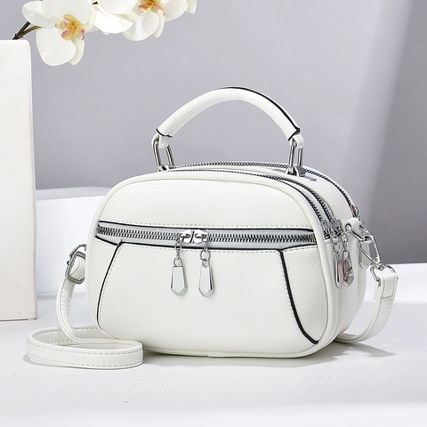 Dames Mode PU Leer Lychee Patroon Multi-Rits Crossbody Tas Elegante Schelp Handtas Voor Dagelijks Gebruik Street Style