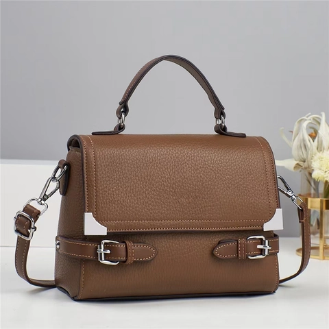 Damen Retro PU Leder Lychee Muster Henkeltasche Crossbody Bag Schlichte Klappdeckel Umhängetasche Für Alltag Pendeln Handtasche