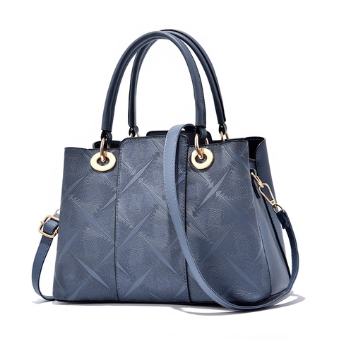 Damen Geometrisch Geprägte PU-Leder Handtasche Große Kapazität Schulter Umhängetasche Mit Goldener Hardware Mode Tote