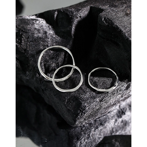 S925 Sterling Silber Unregelmäßiger Wellenring Minimalistischer Ins Stil Falten Textur Fingerring Für Damen Mode Schmuck Zubehör