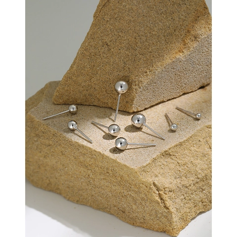 925 Sterlingsilber Kugel Ohrstecker Minimalistische Kleine Runde Perlen Piercing Für Damen Herren Täglicher Schmuck Poliert Matt Silber Ohrringe