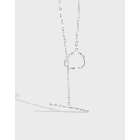 925 Sterling Silver Toggle Clasp Necklace For Women Gold Silver Plated Irregular Circle Gypsophila Chain Clavicle Necklace Jewelry