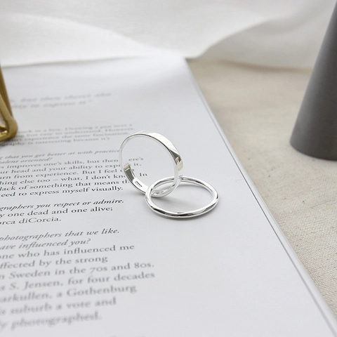S925 Sterling Silver Interlocking Double Ring For Women Minimalist Geometric Double Circle Ring Daily Commute Fashion Jewelry Gift