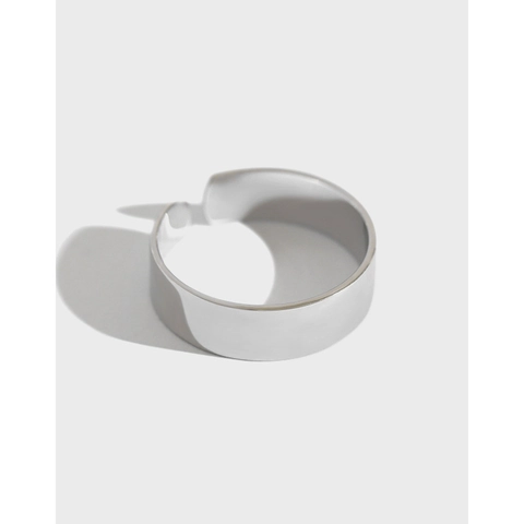 Bague Ouverte Large et Lisse en Argent Sterling 925 pour Femme Minimaliste Ajustable Géométrique Bijoux de Mode Cadeau