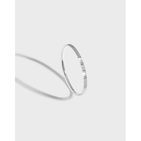 Minimalist 925 Sterling Silver Thin Ring For Women 1.2mm Vertical Groove Texture Industrial Style Geometric Finger Ring