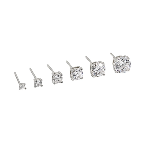 Zirkonia Ohrstecker Mit 925 Sterlingsilber Ohrstecker-Stift Minimalistische Runde Vier-Krappen Schmuck Für Damen Mode