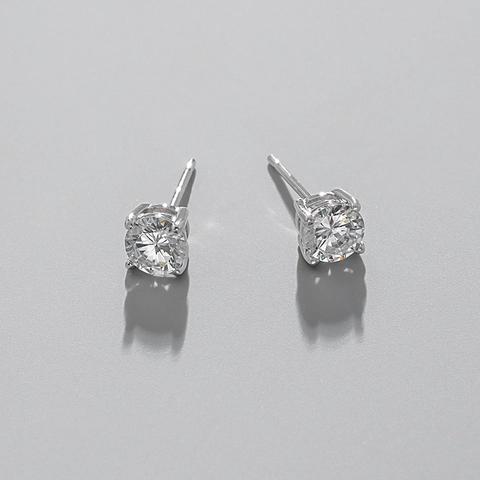 Zirkonia Ohrstecker Mit 925 Sterlingsilber Ohrstecker-Stift Minimalistische Runde Vier-Krappen Schmuck Für Damen Mode