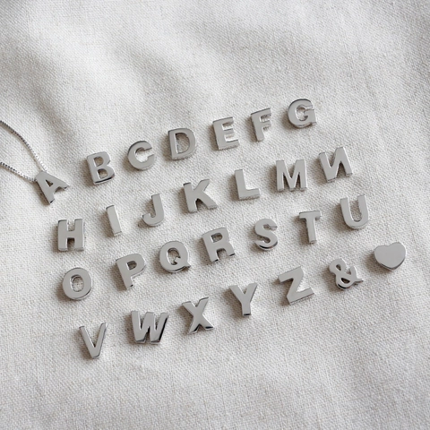925 Sterling Silber Alphabet Buchstabe Herz & Anhänger Nur (Ohne Kette) Minimalistischer DIY Schmuck Damen Geschenk Anhänger