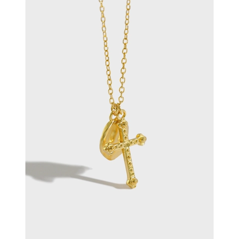 S925 Sterling Silver Cross Pendant Necklace Minimalist Geometric Round Plate 18K Gold Plated Personality Jewelry For Women