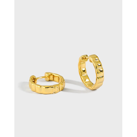 Minimalist 925 Sterling Silver Hoop Earrings For Women 18K Gold Platinum Plated Geometric Wave Chocolate Grid Huggie Earrings Jewelry