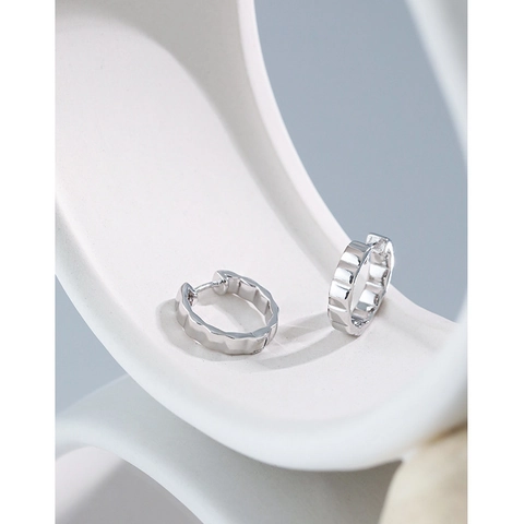 Minimalist 925 Sterling Silver Hoop Earrings For Women 18K Gold Platinum Plated Geometric Wave Chocolate Grid Huggie Earrings Jewelry