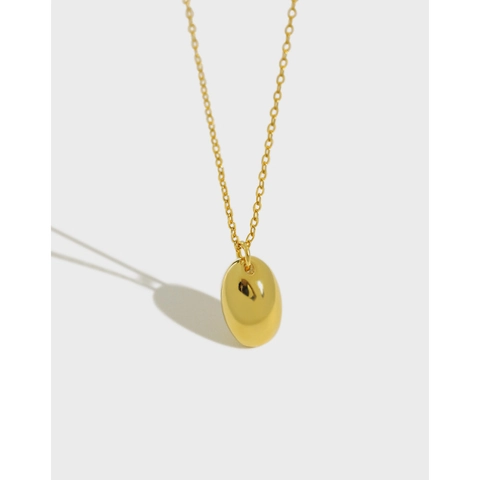 Collier Pendentif Haricot en Argent Sterling 925 pour Femmes Minimaliste Poli Goutte d'eau Géométrique Finition Miroir Chaîne Bijoux Réglable
